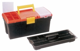 plastic tools box with plastic tray inside