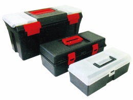 plastic tools box with plastic tray inside