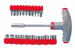 T Screwdriver with bits and sockets